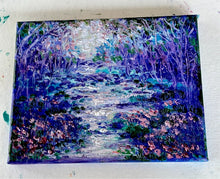 Load image into Gallery viewer, Abstract purple lavender stream &amp; trees  -8 x 10