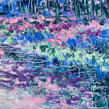 Load image into Gallery viewer, Blues and pinks springtime pond -8 x 10