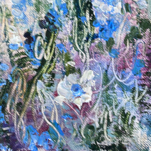 Blue lavender floral with white flowers 8 x 10  x 3/4 on canvas
