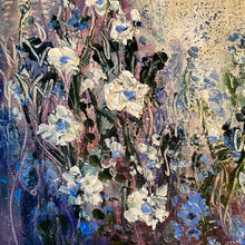 Load image into Gallery viewer, Blue lavender floral with white flowers 8 x 10  x 3/4 on canvas