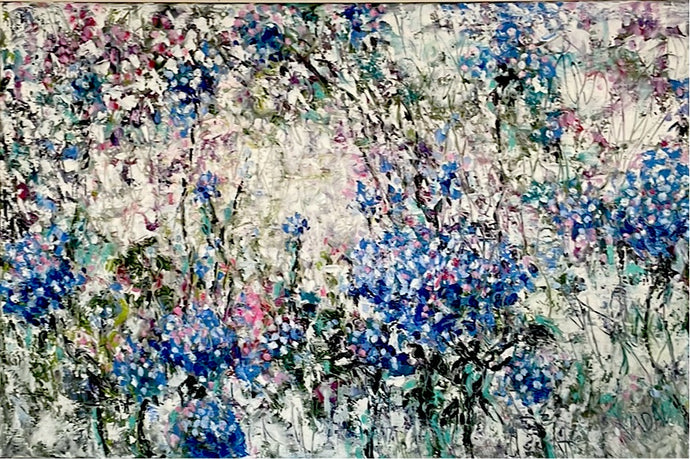 Embellished Canvas Print  - Blue wild hydrangeas large