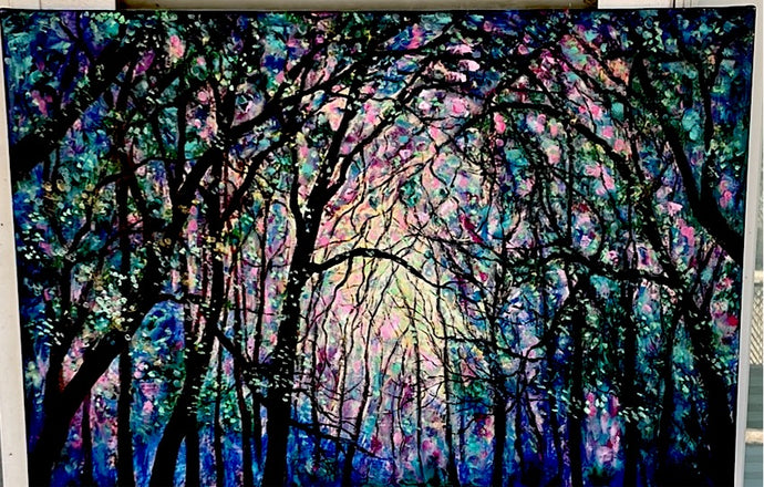 Altered Canvas Print  -  sunshine thru the trees - large