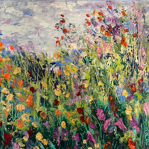 Flower fields -California-oil and cold wax -8 x 10