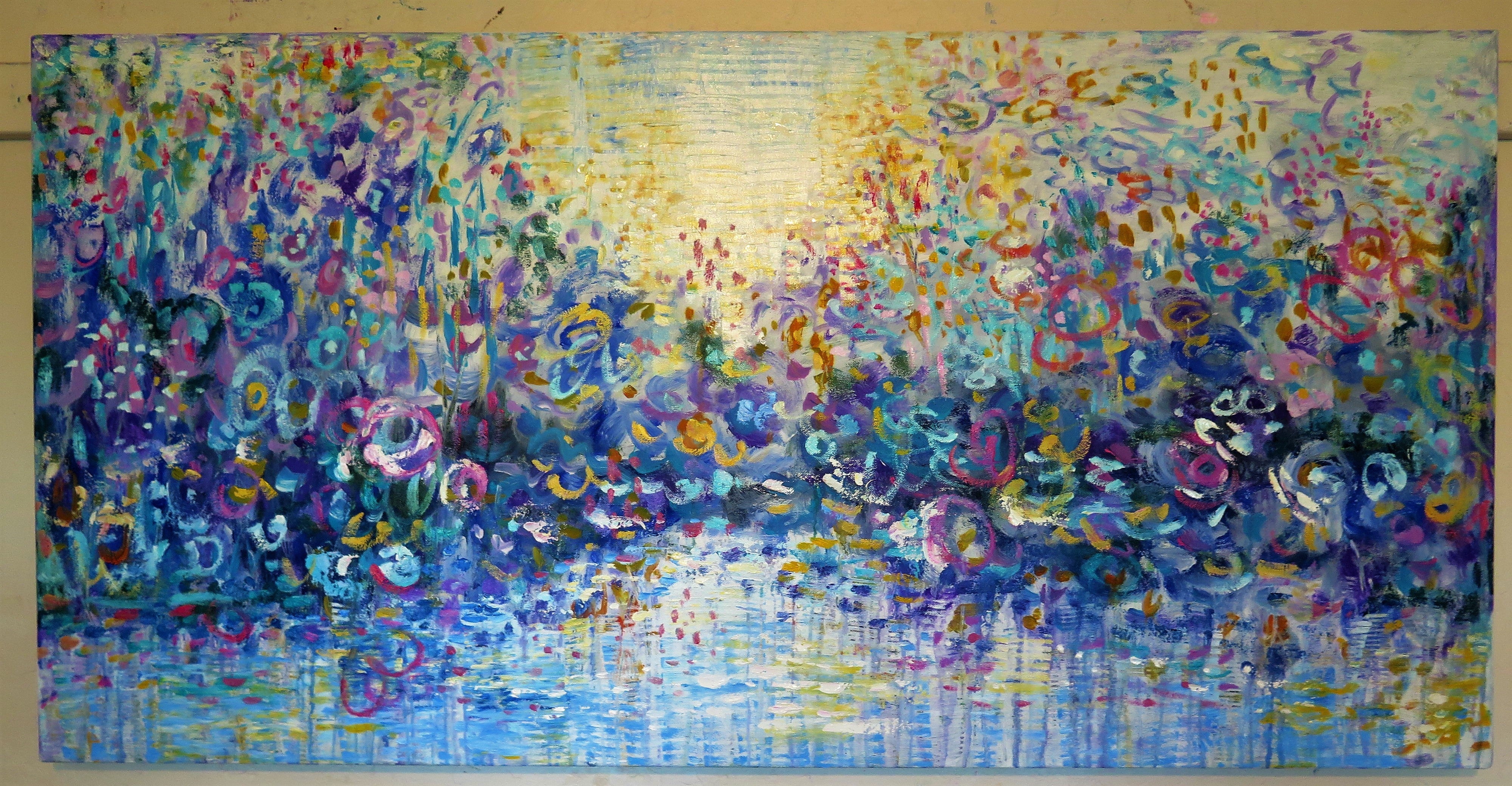 Original painting - Heavens Springtime  48 x 24 -mixed medium -large painting