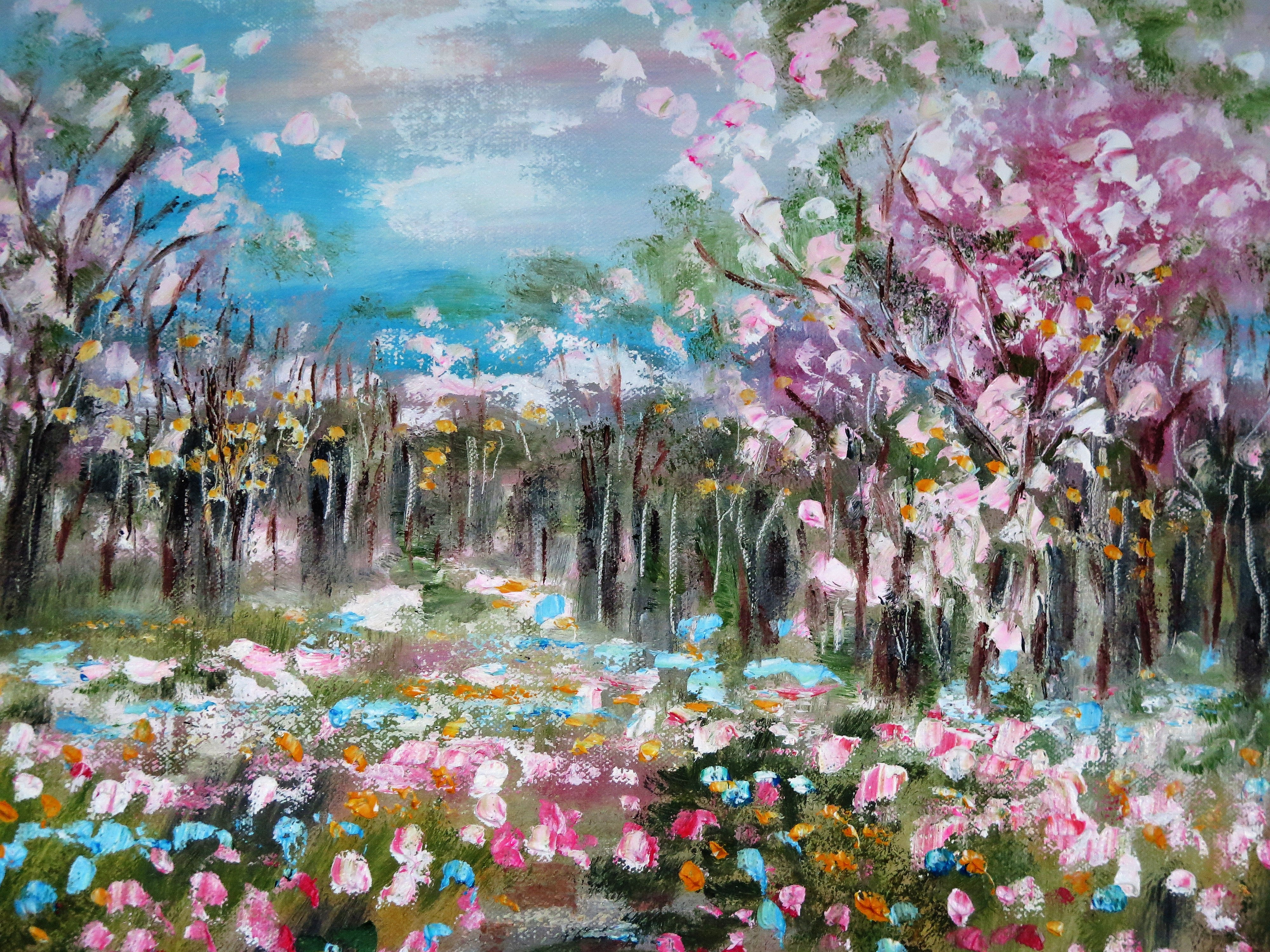 Original painting - Cherry Tree Blossom Path  24 x 20