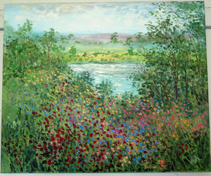 California wild flowers and  pond 24 x 20