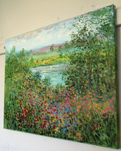 Load image into Gallery viewer, California wild flowers and  pond 24 x 20