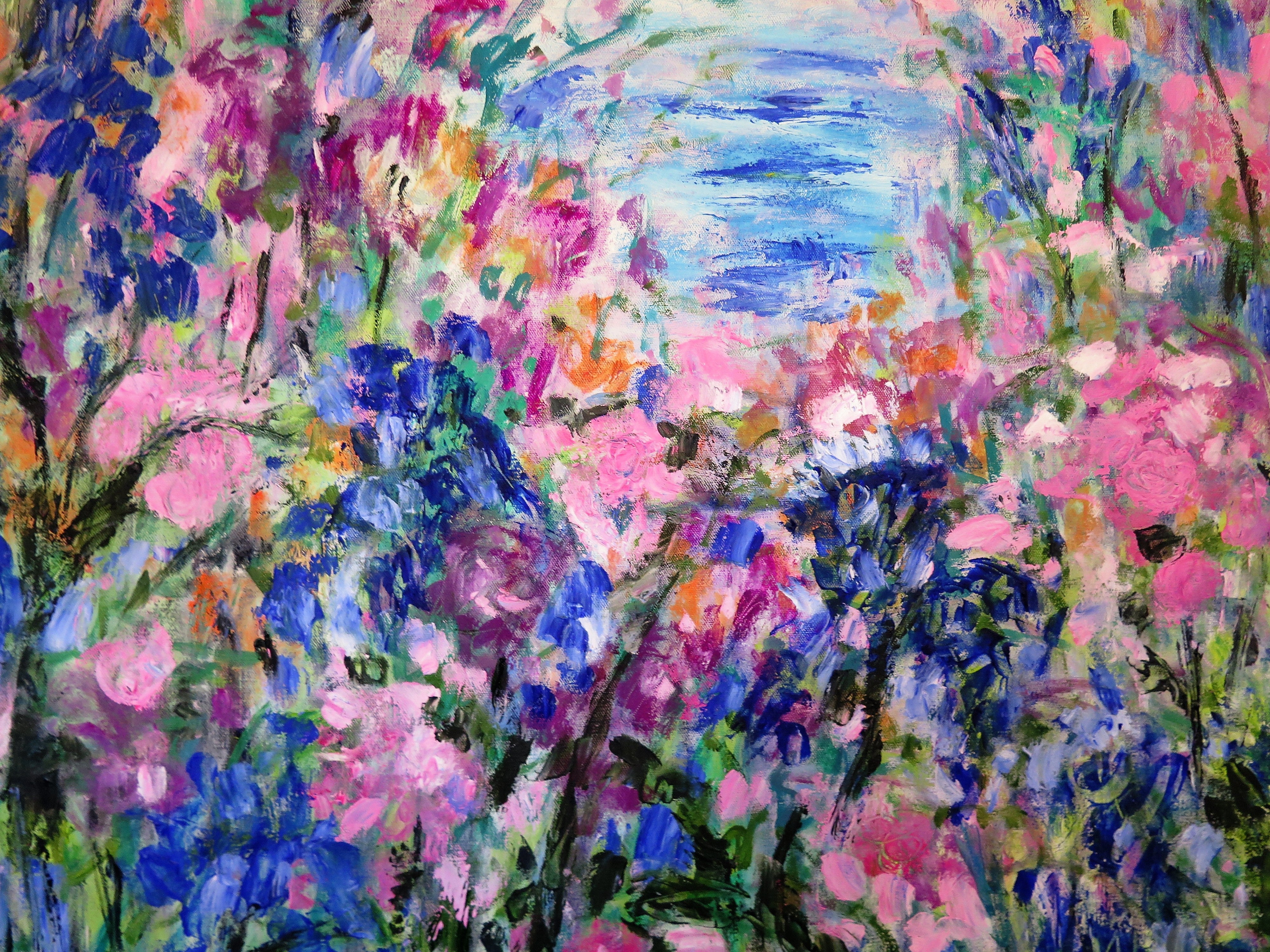 Original painting - Seaside Blossoms-36 x 36 x 1 - oil and cold wax