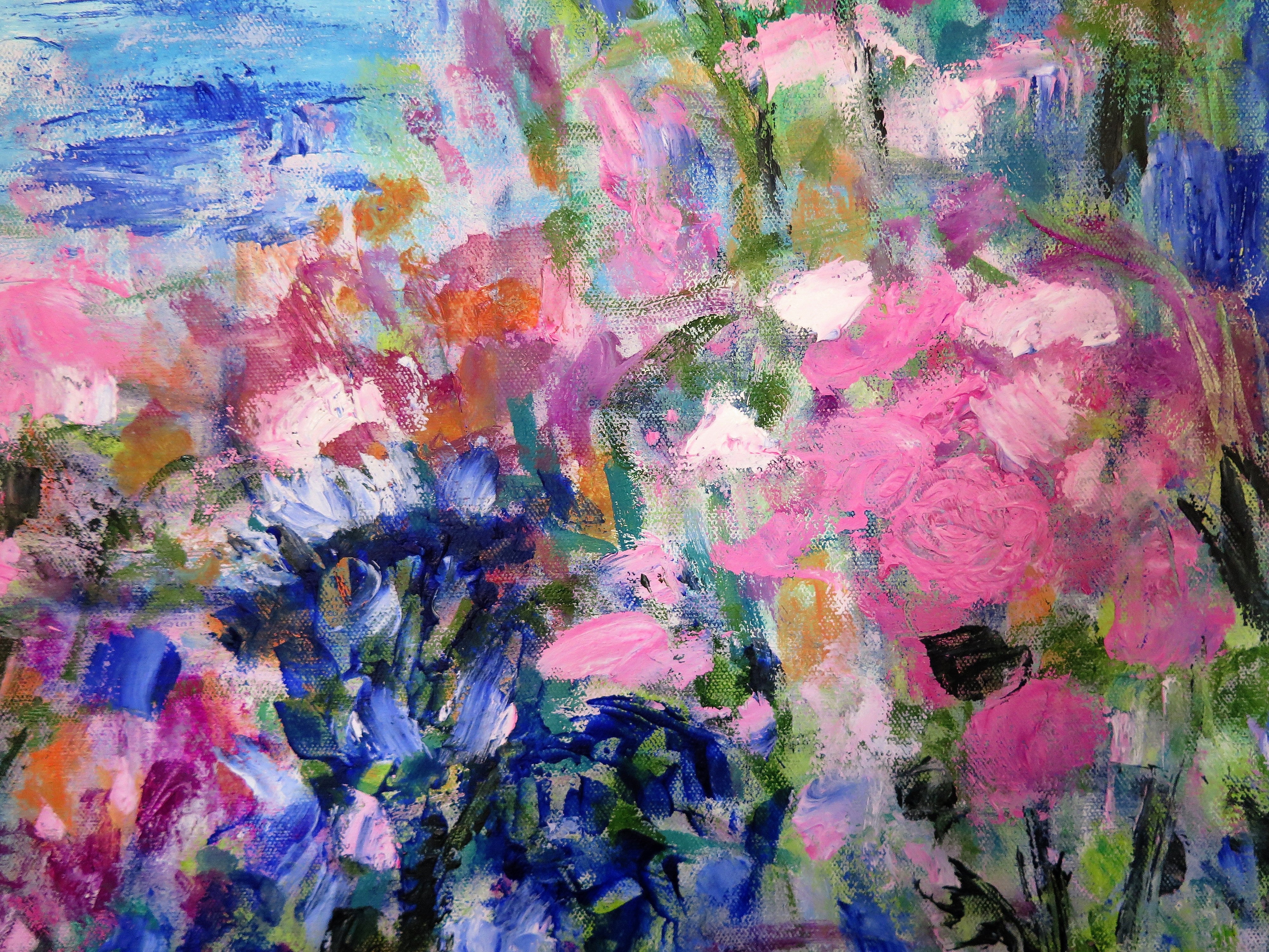 Original painting - Seaside Blossoms-36 x 36 x 1 - oil and cold wax