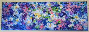 Blue and white floral with gold detail - 18 x 36 x 1