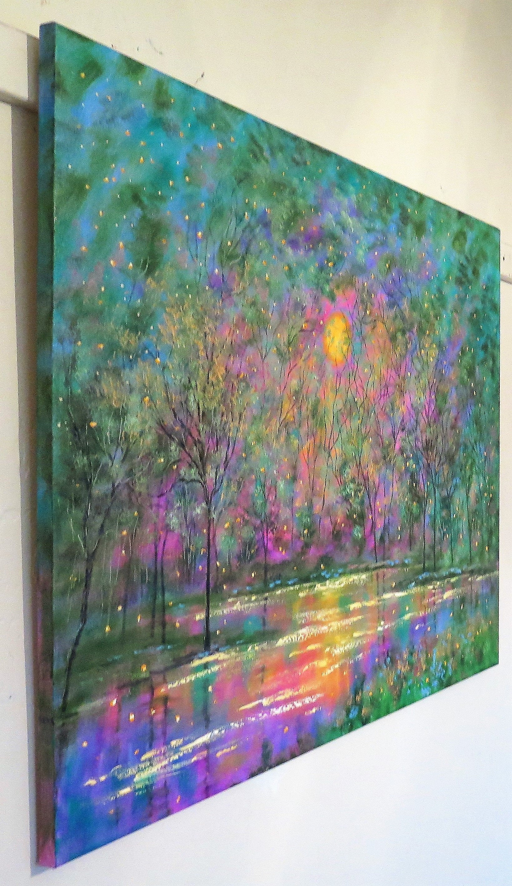 large  Canvas  Giclee Print-  Sunset Firefly Stream -  16 x 20  large