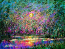 Load image into Gallery viewer, large  Canvas  Giclee Print-  Sunset Firefly Stream -  16 x 20  large