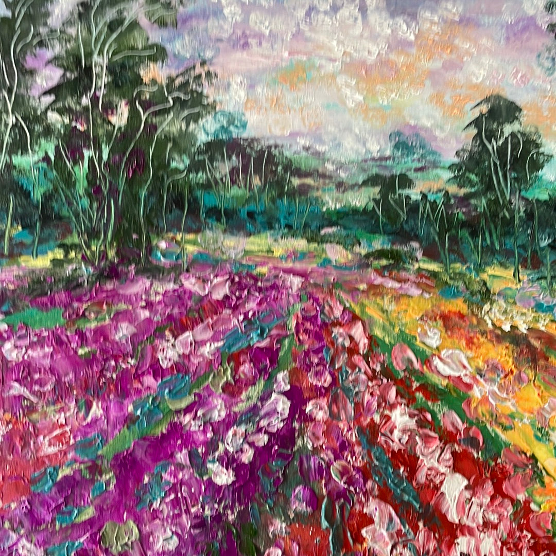 Original painting - Lompoc California , wildflower field