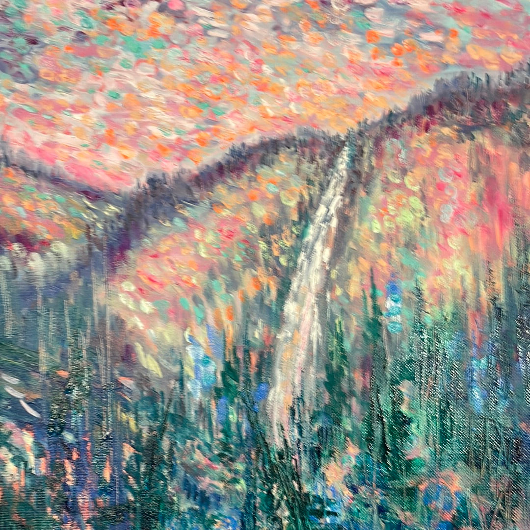 16x20x3/4 Original painting - California Yosemite Waterfall, Spring and Wildflowers