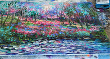 Load image into Gallery viewer, Springtime trees , wildflowers  , light sky and pond with wildflowers