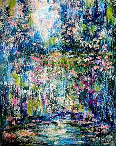 original abstractl oil painting  - Yosemite spring and wildflowers - free shipping