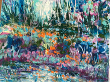 Load image into Gallery viewer, Spring stream and , wildflowers  , light sky and pond with wildflowers
