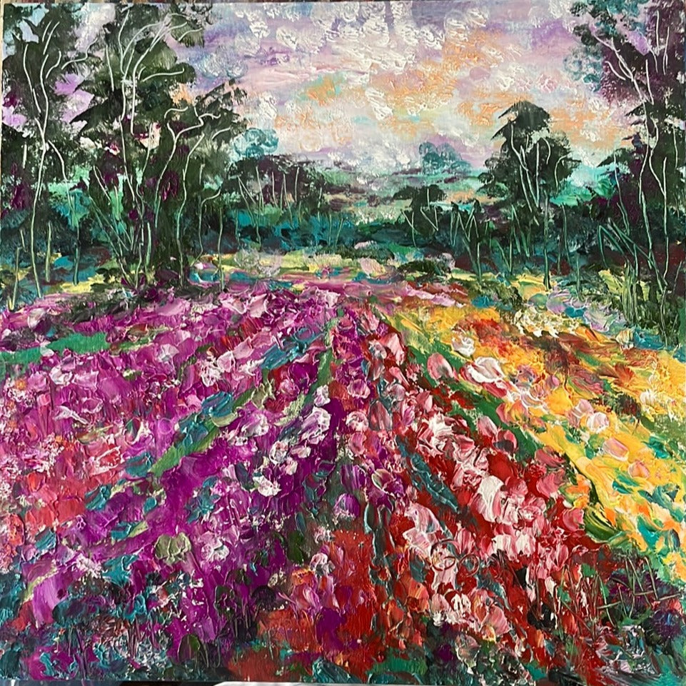 Original painting - Lompoc California , wildflower field