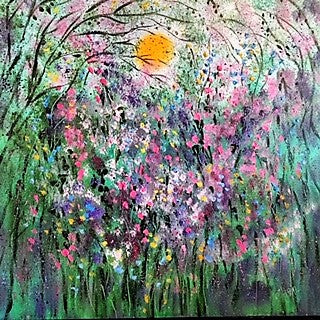 original painting- Sunny  Wild flower meadow - 24 x 24